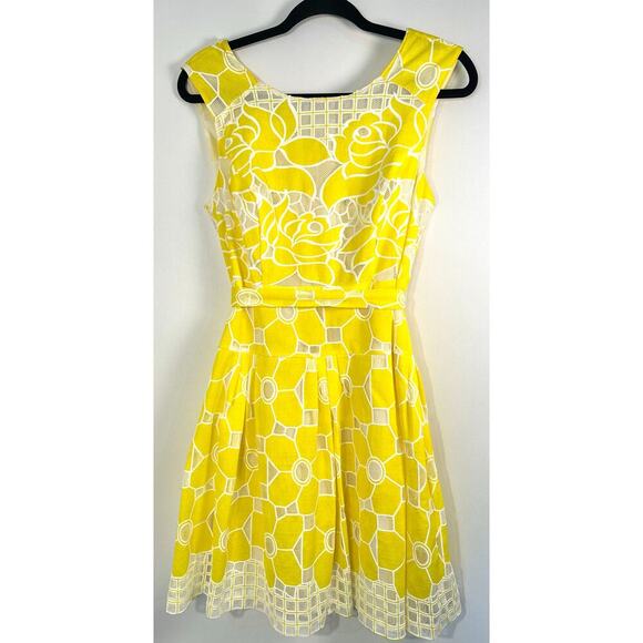 Robbie Bee Women's Size 12 Petite Lemon Yellow Dress Vintage Inspired Cottage - Picture 1 of 12